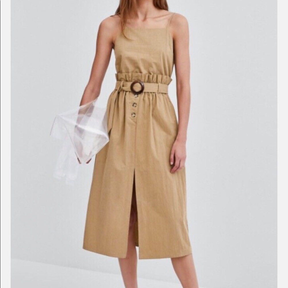 Zara TRF Linen Belted Trench Dress S